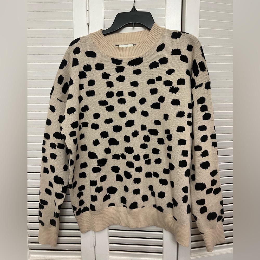 Jun & Ivy cream Dalmatian print sweater